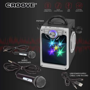 Croove Karaoke Machine for Kids - Kids Karaoke Machine for Girls and Boys with 2 Microphones – Bluetooth, AUX, USB Connectivity and Flashing Disco Lights in Singing Machine