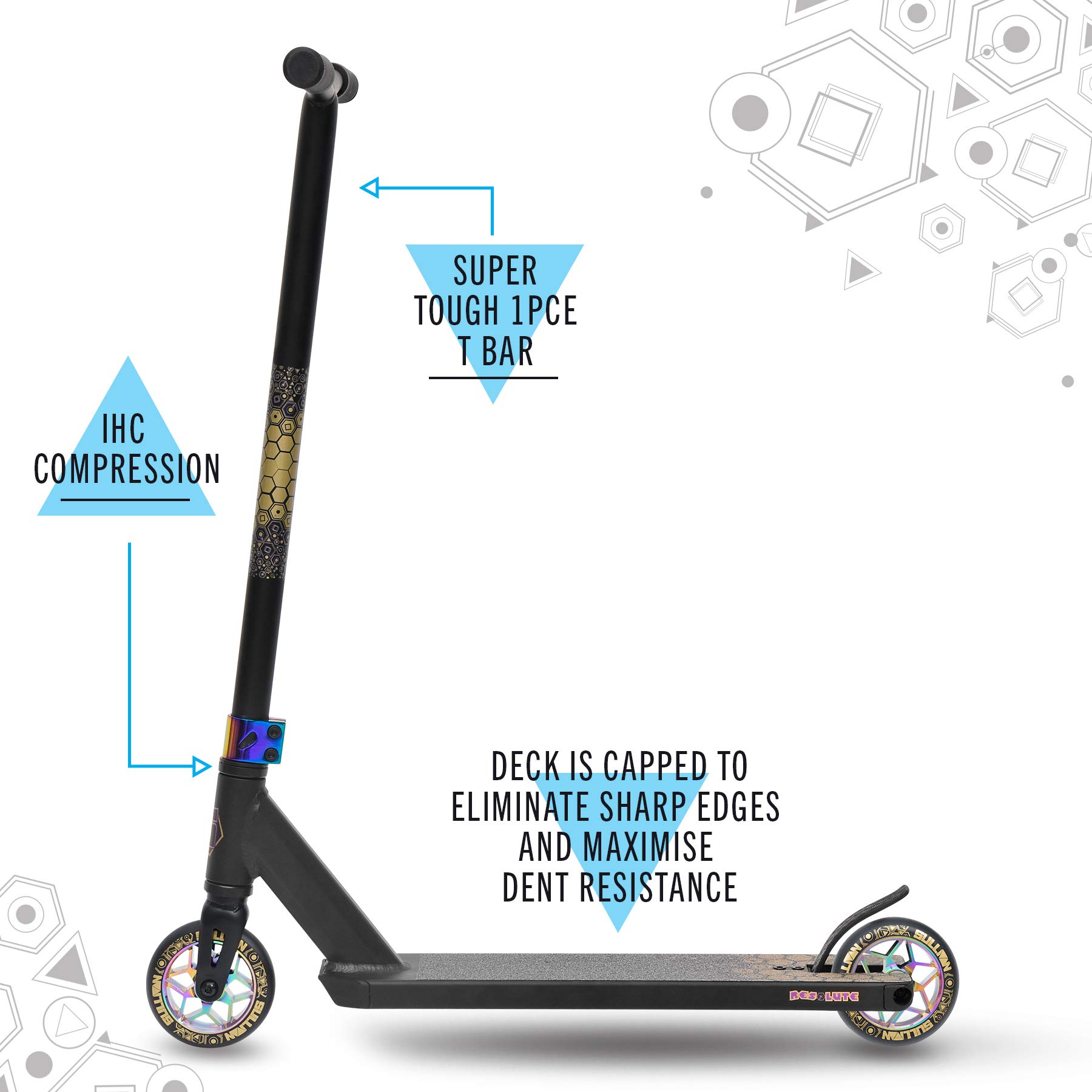 Sullivan Resolute Pro Scooter for Teens | Premium Quality Trick Scooter Lightweight Deck and Alloy Core Wheels with ABEC-7 Bearings | Freestyle BMX Stunt Scooter for Adults (Neo/Black)