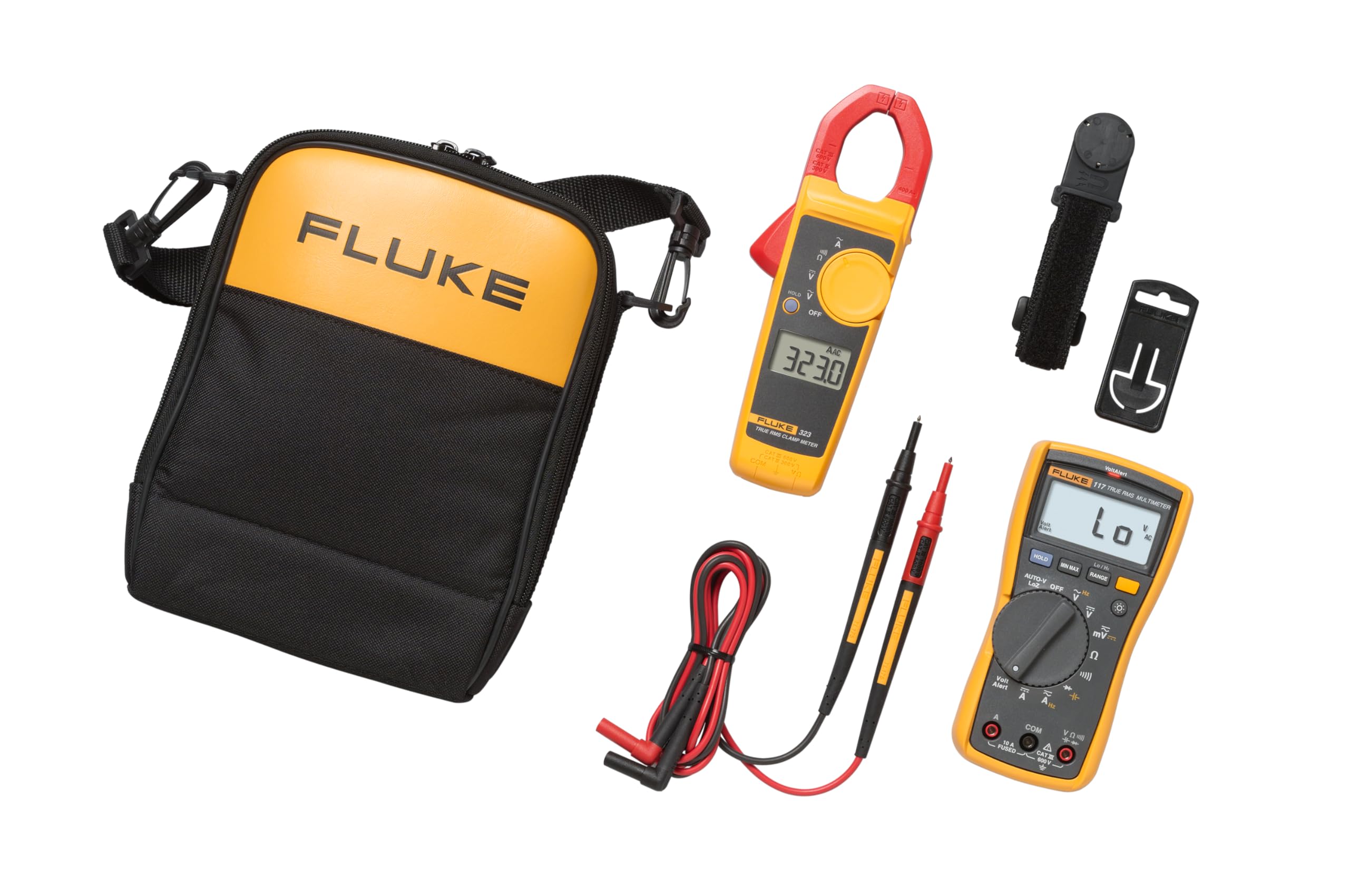 Fluke 117/323 KIT Multimeter and Clamp Meter Combo Kit + 62 MAX IR Thermometer, Non Contact, -20 to +932 Degree F Range