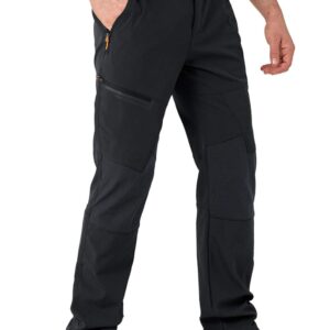 TACVASEN Men's Hiking Pants Quick Dry Fishing Camping Travel Pants Reinforced Knees Black, 30