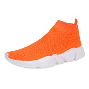vamjam men's socks sneakers slip on lightweight breathable comfortable fashion walking shoes orange size 10.5