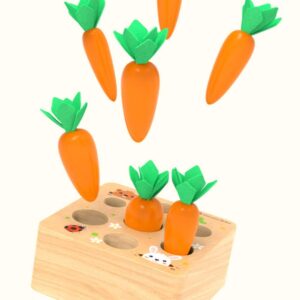 Ancaixin Montessori Toys for Babies 6-12 Months, Wooden Toys for 1 Year Old Boys and Girls, Educational Carrot Harvest Toy for Toddlers, Shape Sorting Matching Puzzle, Developmental Birthday Gifts