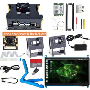 makeronics developer kit for jetson nano -7inch touch| imx 219-77 camera with case| 64gb class 10 tf card with card reader | jetson nano acrylic case for both a02 and b01