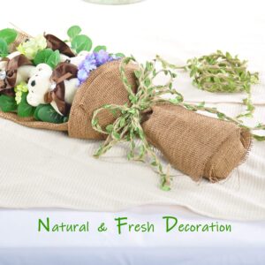Naidiler 196 Ft Green Leaf Ribbon Jute Burlap Twine Vine with Artificial Leaves for Safari Decor Baby Shower Jungle Decor and DIY Wreath Wraping Craft