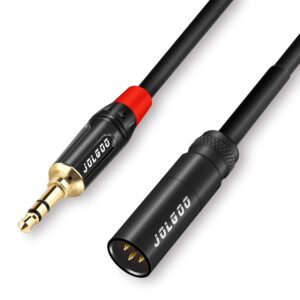 jolgoo mini xlr male to 3.5mm stereo audio plug cable, 3-pin mini xlr male to 1/8" trs plug cable, for bmpcc 4k camera video assist 4k sharp 8k, 3.3 feet