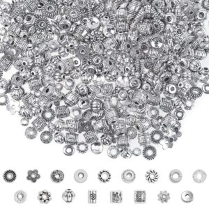 cridoz metal spacer beads for making bracelet, necklace, jewelry making and findings accessories, 900pcs, silver