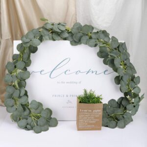 JPSOR 5 Pack Artificial Eucalyptus Garland Greenery Eucalyptus Vines Faux Silver Dollar Eucalyptus Strands for Mantle Table Wedding Party Garden Home Decoration