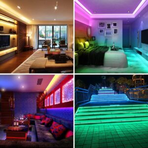 aijiaer LED Strip Lights 16.5Ft/5M RGB SMD 5050 150LEDs Rope Lighting Color Changing Full Kit with 44 Keys Remote Controller