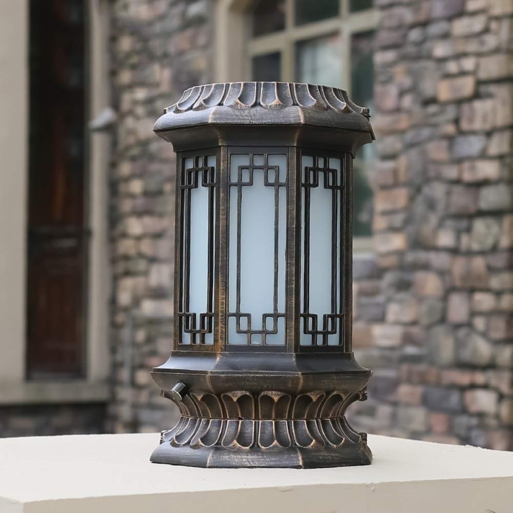 XIAOXY Outdoor Home Solar Column Headlight Garden Light Led Villa Door Light Pillar Light Wall Light Waterproof Aluminum Glass Stigma Lamp Column Pillar Street Lantern Table Lamp