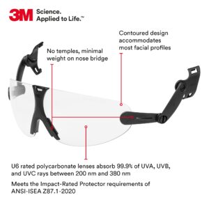 3M Safety Glasses, ANSI Z87, Anti-Fog Clear Lens, Attaches to Hard Hat Suspension