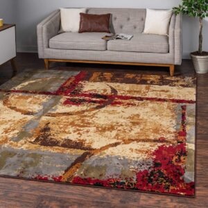 unique loom barista collection area rug - catuai (4' 1" square, multi/ brown)