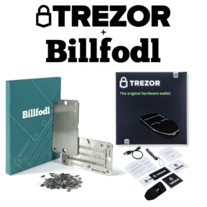 Trezor One + Billfodl - Cryptocurrency Hardware Wallet with Steel Wallet Cold Seed Storage (2 Items)