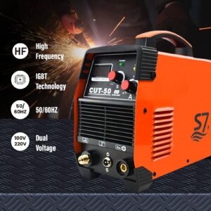 Plasma Cutter, Max Cutting Thickness 20MM, 50A Inverter DC Inverter 110/220V Dual Voltage Cutting Machine with Free Accessories Easy Cutter Welder