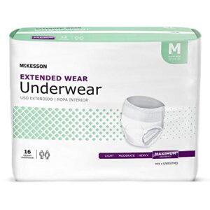 mckesson extended wear underwear, incontinence, maximum absorbency, medium, 64 count