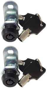 admiral locks 5/8 inch tubular cam lock, keyed alike removable key rv compartment storage lock cabinet locks (5/8 inch 90°, black pack of 2)