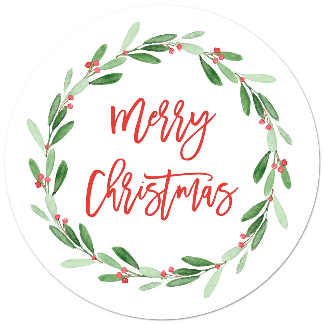 2" Round Holly Jolly Merry Christmas Stickers (40 Labels)