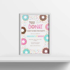 Donut Birthday Party Invitations Doughnut Wanna Miss This Party Invites Sprinkles Adults Kids 30th 40th 50th Retirement Shower Custom Printed Customized Personalized (12 Count)