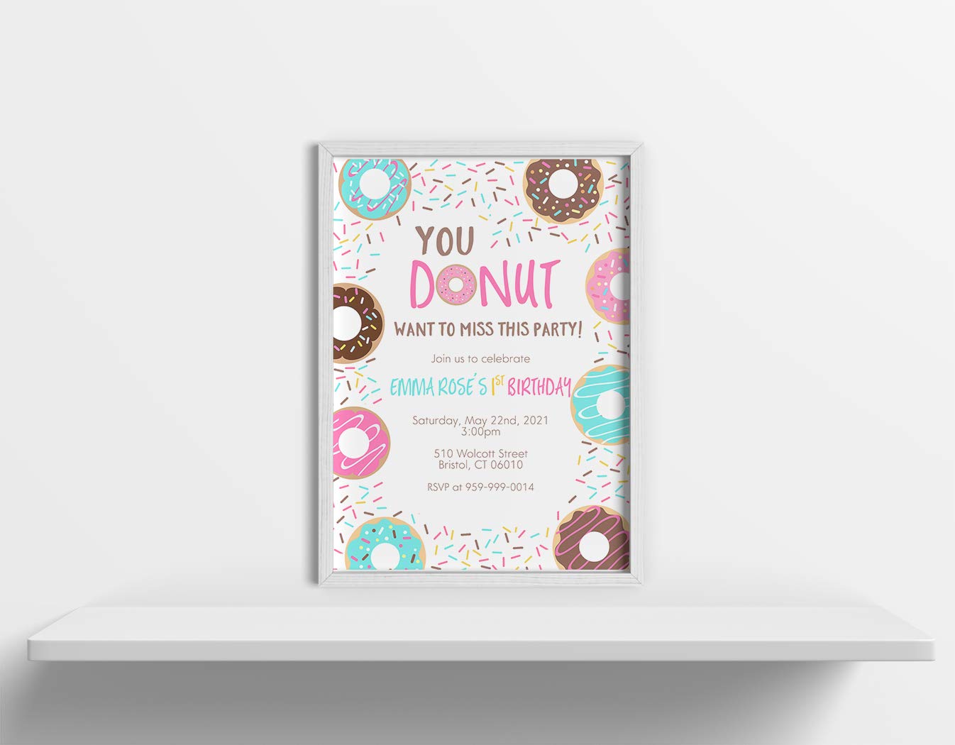 Donut Birthday Party Invitations Doughnut Wanna Miss This Party Invites Sprinkles Adults Kids 30th 40th 50th Retirement Shower Custom Printed Customized Personalized (12 Count)