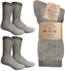 yacht & smith 4 pairs merino wool socks for men & women, thermal, warm sock hiking winter, bulk pack