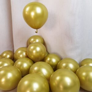 metallic gold balloons for party 100 pcs 5 inch thick latex chrome balloons for birthday wedding engagement anniversary christmas festival picnic or any friends & family party decorations