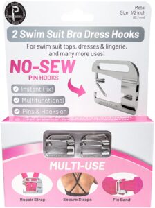 (no sew) swimsuit bra hooks replacement, ½ inch, metal, pin hooks by pin straps (2)