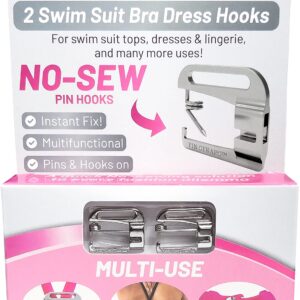 (No Sew) Swimsuit Bra Hooks Replacement, ½ Inch, Metal, Pin Hooks by Pin Straps (2)