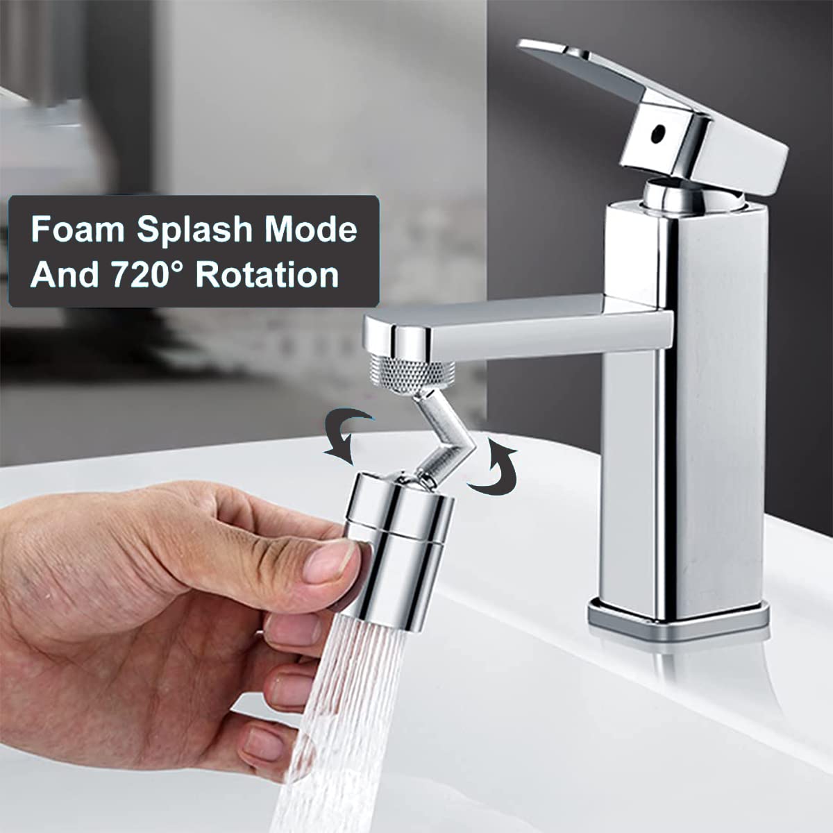 Universal Splash Filter Faucet 720 Rotating Faucet Extender Aerator with 2 Water Outlet Modes,All Copper Material,Suitable for Kitchen and Bathroom