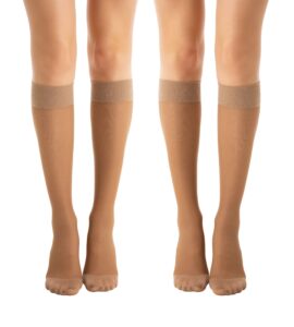 relaxsan basic 850 (2 pairs - beige 5/xxl) - moderate support knee high socks 15-20 mmhg, 100% made in italy