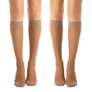 Relaxsan Basic 850 (2 Pairs - Beige 5/XXL) - moderate support knee high socks 15-20 mmHg, 100% Made in Italy