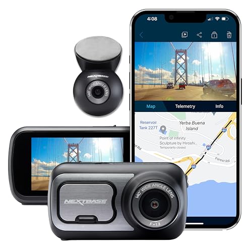 Nextbase 422GW Dash Cam + Rear Window Camera - 1440p HD Recording in Car Camera - Wi-fi GPS Bluetooth Alexa Enabled - Parking Mode - Night Vision - Loop Recording - Automatic Power and Crash Detection