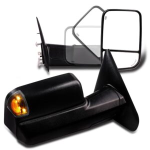 feiparts tow mirrors towing mirrors fit for 2002-2008 for dodge for ram 1500 2003-2008 for dodge for ram 2500 3500 towing mirrors left right side power adjusted heated led turn signal light black