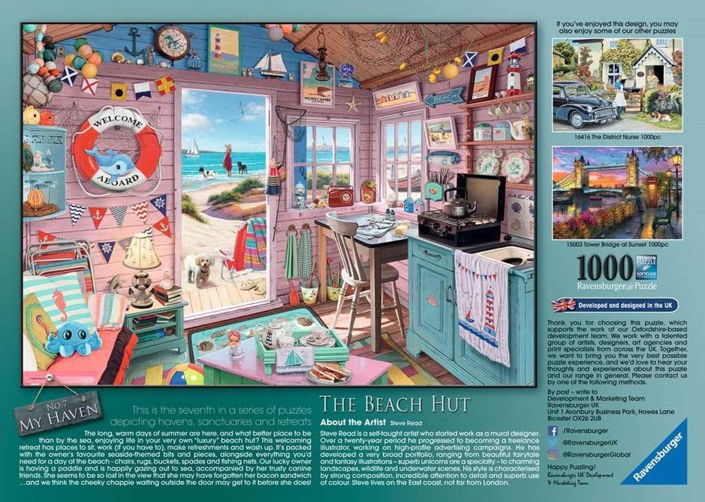 Ravensburger My Beach Hut, My Haven 1000 Piece Jigsaw Puzzle for Adults - Every Piece is Unique, Softclick Technology Means Pieces Fit Together Perfectly