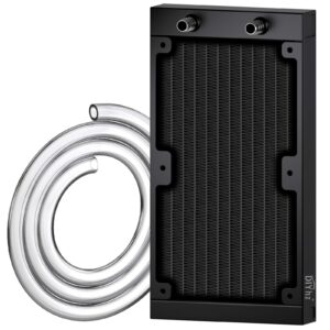 diyhz water cooling computer radiator, 12 pipe aluminum heat exchanger liquid cooling radiator heat sink 240mm for cpu pc laser water cool system dc12v black