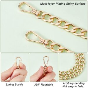 PH PandaHall Purse Extender, 2 Pack 7.8 Inch Golden Aluminum Bag Flat Chain Strap with Alloy Swivel Clasps Handbag Chain Straps Metal Bag Strap Replacement Purse Clutches Handles