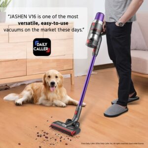 JASHEN V16 Cordless Vacuum Cleaner,Powerful Stick Vacuum with 26Kpa Suction Rechargable Battery for Up to 45 min Runtime,10 in 1 350W Handheld Vac Perfect for Carpet Hardwood Floor