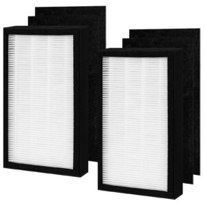 flt4100 replacement filter e compatible with germ guardian ac4100, ac4100ca, ac4150bl series air purifier, 2 h13 true hepa filter & 4 carbon filters