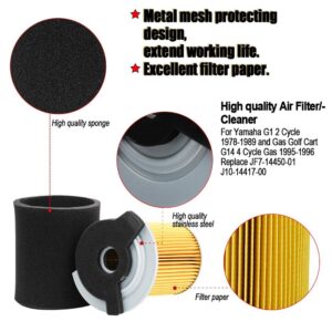 HIFROM Air Filter Pre-Filter with Spark Plug Fuel Filter Tune Up kit Replacement forYamaha G1 2 Cycle 1978-1989 Gas Golf Cart and G14 4 Cycle 1995-1996 Gas Golf Cart Replace J10-14417-00 JF7-14450-01