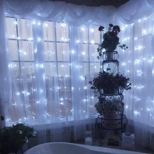 TDA Curtain String Light, 300 LED USB Powered Window Curtain String Light Outdoor Indoor Decorative for Christmas, Holiday, Party, Wedding, Garden, Patio Decoration (Cool White)