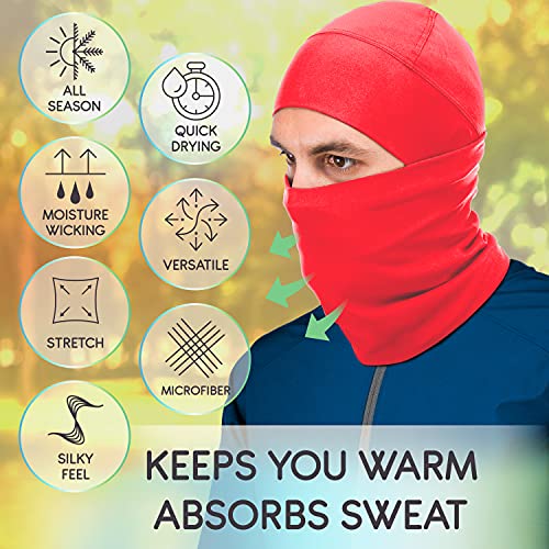 Balaclava Ski Mask - Winter Face Mask for Men & Women - Cold Weather Gear for Skiing, Snowboarding & Motorcycle Riding Red