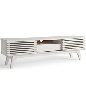 modway render mid-century modern low profile 59 inch tv stand in white