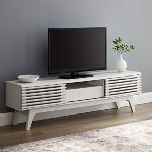 Modway Render Mid-Century Modern Low Profile 59 Inch TV Stand in White