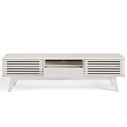 Modway Render Mid-Century Modern Low Profile 59 Inch TV Stand in White