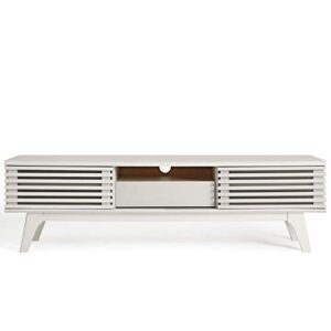 Modway Render Mid-Century Modern Low Profile 59 Inch TV Stand in White