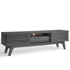 modway render mid-century modern low profile 59 inch tv stand in charcoal