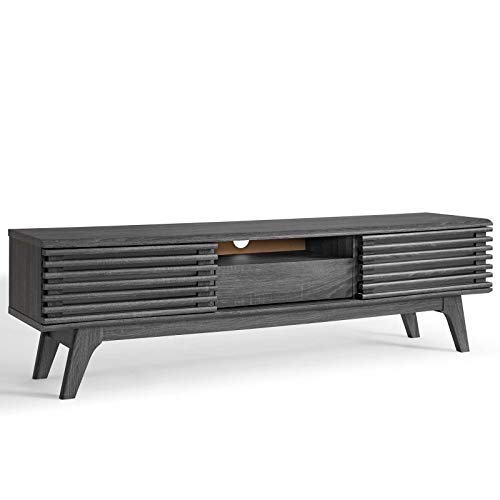 Modway Render Mid-Century Modern Low Profile 59 Inch TV Stand in Charcoal