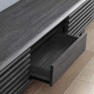 Modway Render Mid-Century Modern Low Profile 59 Inch TV Stand in Charcoal