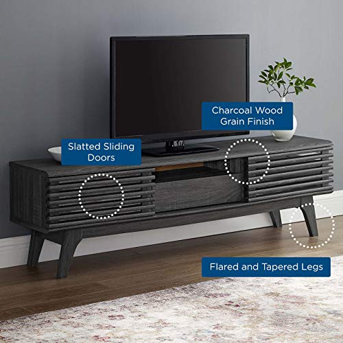 Modway Render Mid-Century Modern Low Profile 59 Inch TV Stand in Charcoal