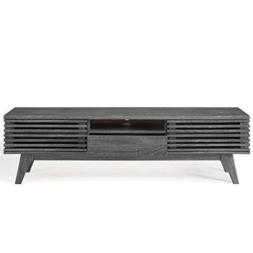 Modway Render Mid-Century Modern Low Profile 59 Inch TV Stand in Charcoal