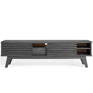 Modway Render Mid-Century Modern Low Profile 59 Inch TV Stand in Charcoal