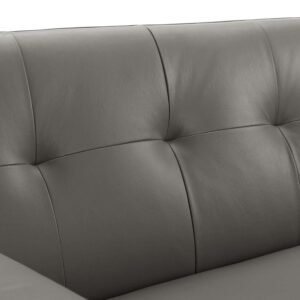 Modway Engage Sofa in Top-Grain Leather Living Room Lounge,Grey